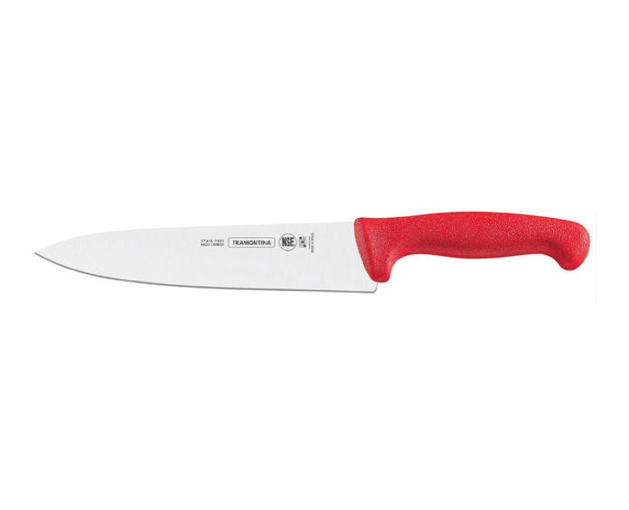 TRAMONTINA 24609/072 CUCHILLO CHEF 12 PULGADAS ACERO INOXIDABLE MANGO ROJO
