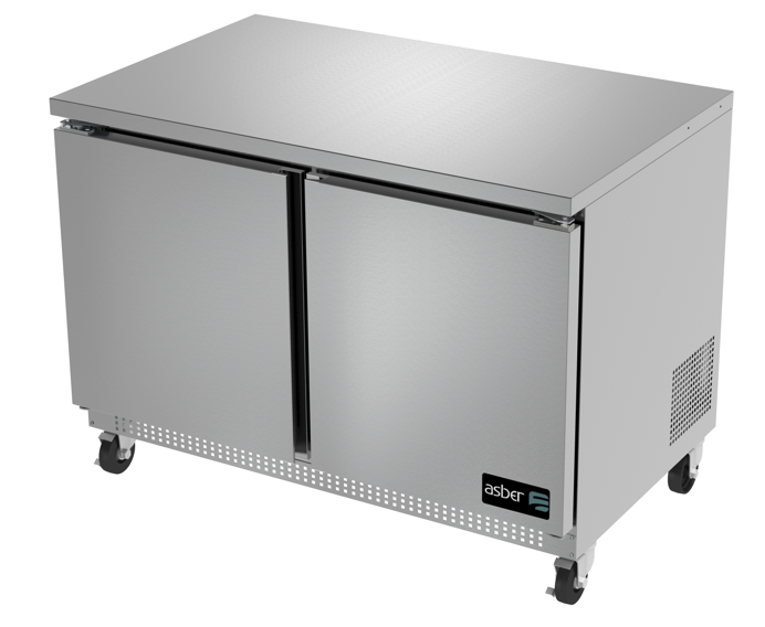 ASBER AUTR-48 HC MESA REFRIGERADA BAJO BARRA 12.1 PIES 2 PUERTAS SOLIDAS ACERO INOXIDABLE
