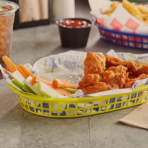 BUFFETWARE CANASTILLAS OVALADAS 27X17.5 CM PLASTICO COLORES (12 PZS)