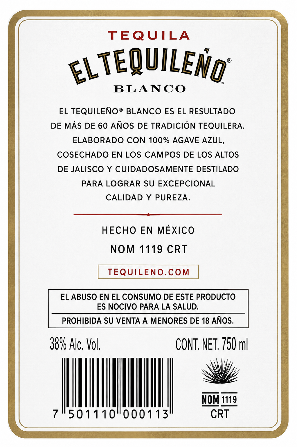 Caja de 12 Tequila El Tequileño Blanco 750 ml | Trento Cocinas