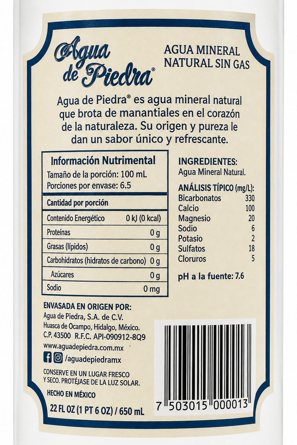 Caja con 12 Agua Mineral Agua de Piedra de Mesa 650 ml Original | Trento Cocinas