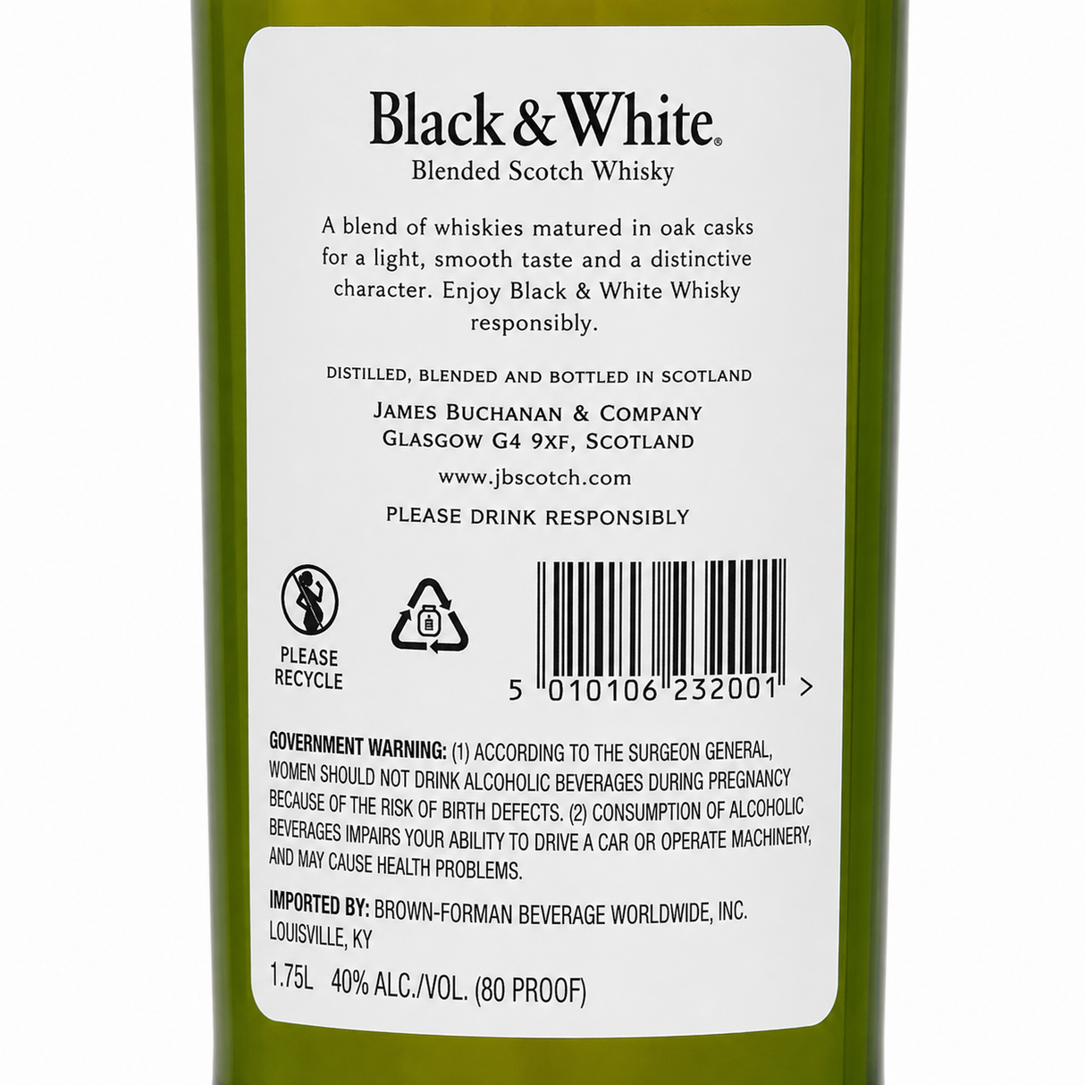 Caja de 12 Whisky Black & White Blended Scotch 700 ml | Whisky Escocés Original