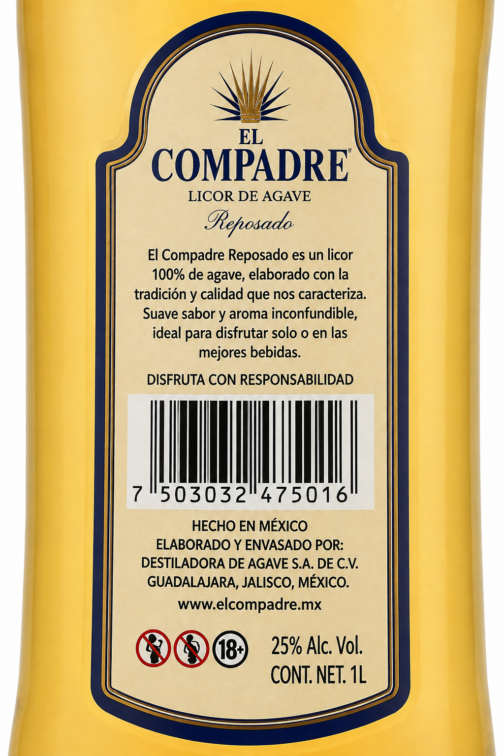 Caja de 12 Destilado de Agave El Compadre 1 L | Destilado de Agave Premium