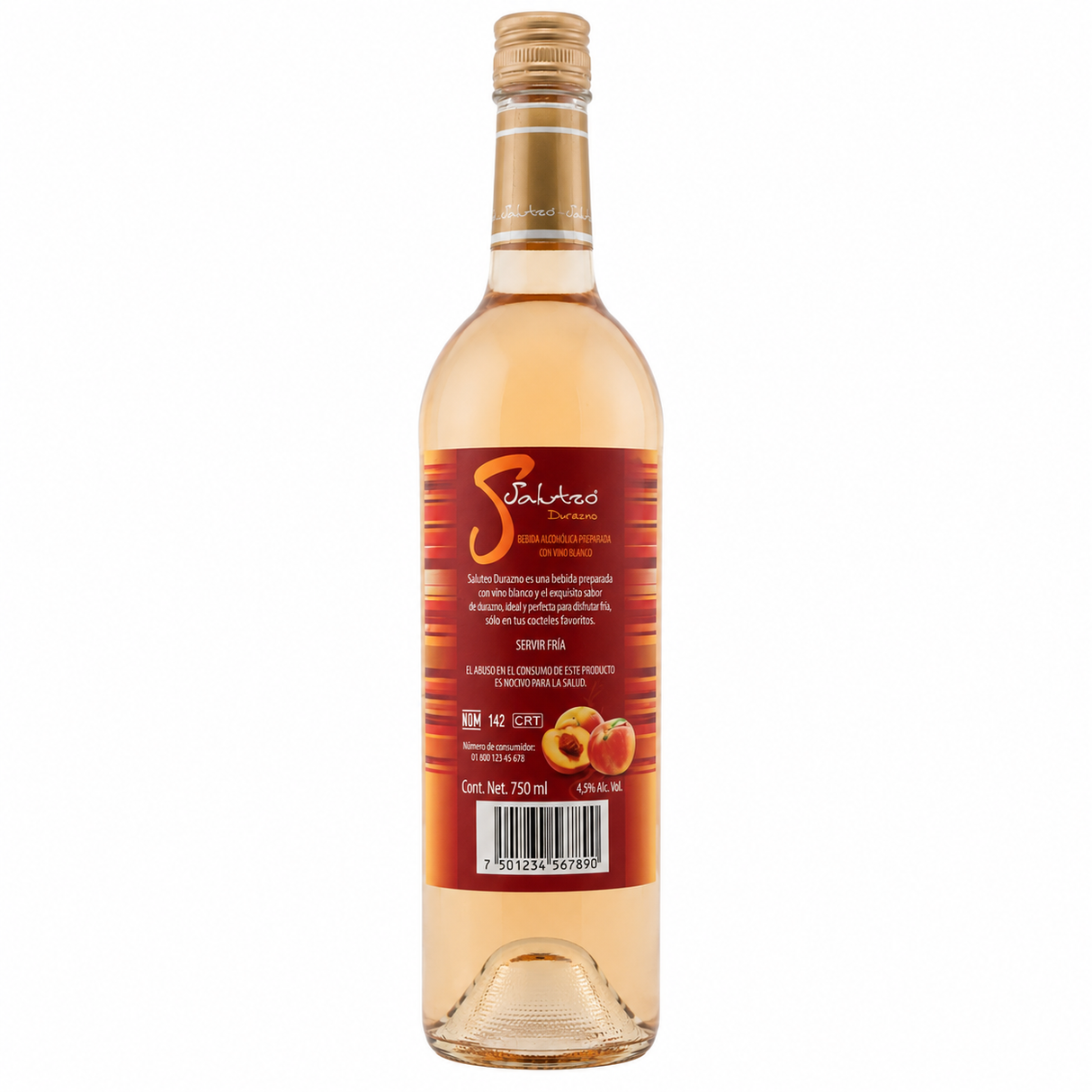 Pack de 12 Licor Salutzo Dolce Tentazione Durazno 750 ml Original | Trento Cocinas