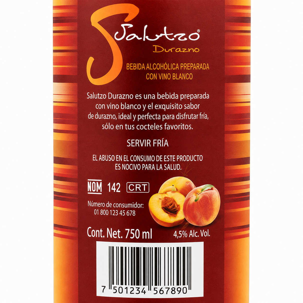 Pack de 12 Licor Salutzo Dolce Tentazione Durazno 750 ml Original | Trento Cocinas