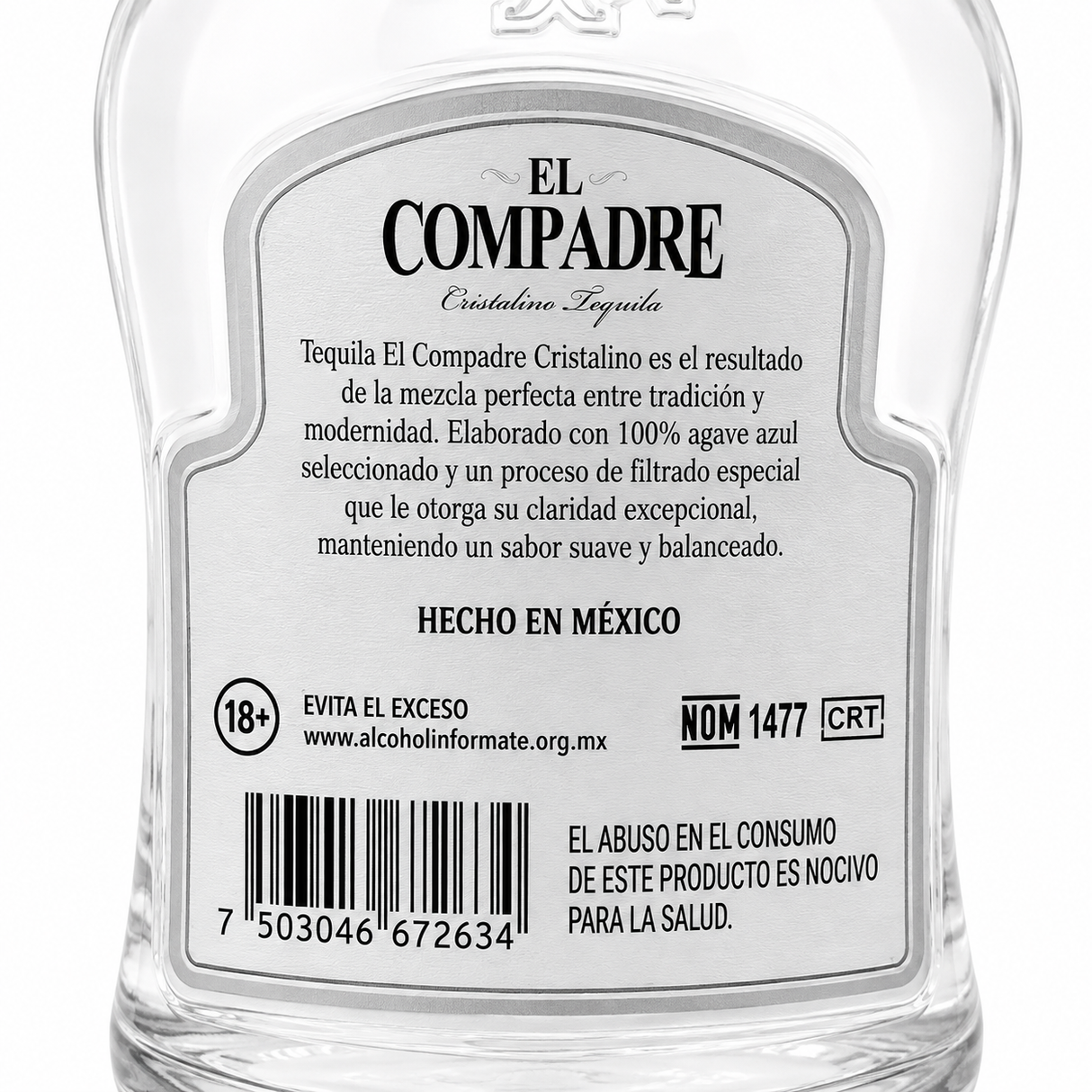 Pack de 12 Tequila El Compadre Cristalino 1 L | Trento Cocinas