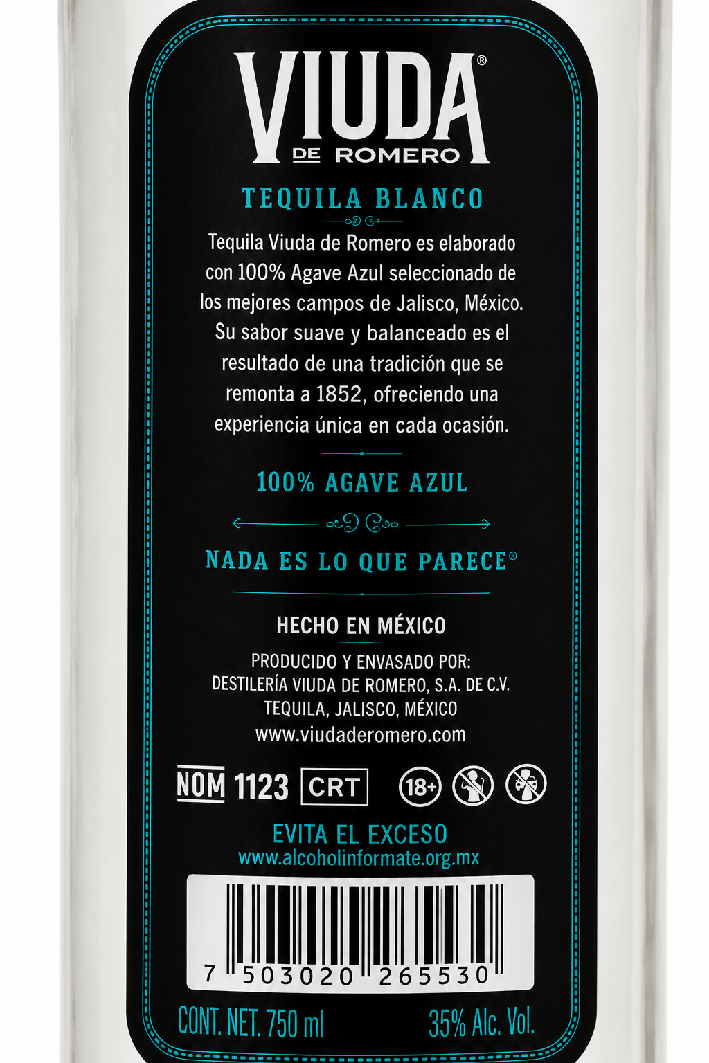 Tequila Viuda De Romero Blanco 750 ml 100% Agave | Trento Cocinas