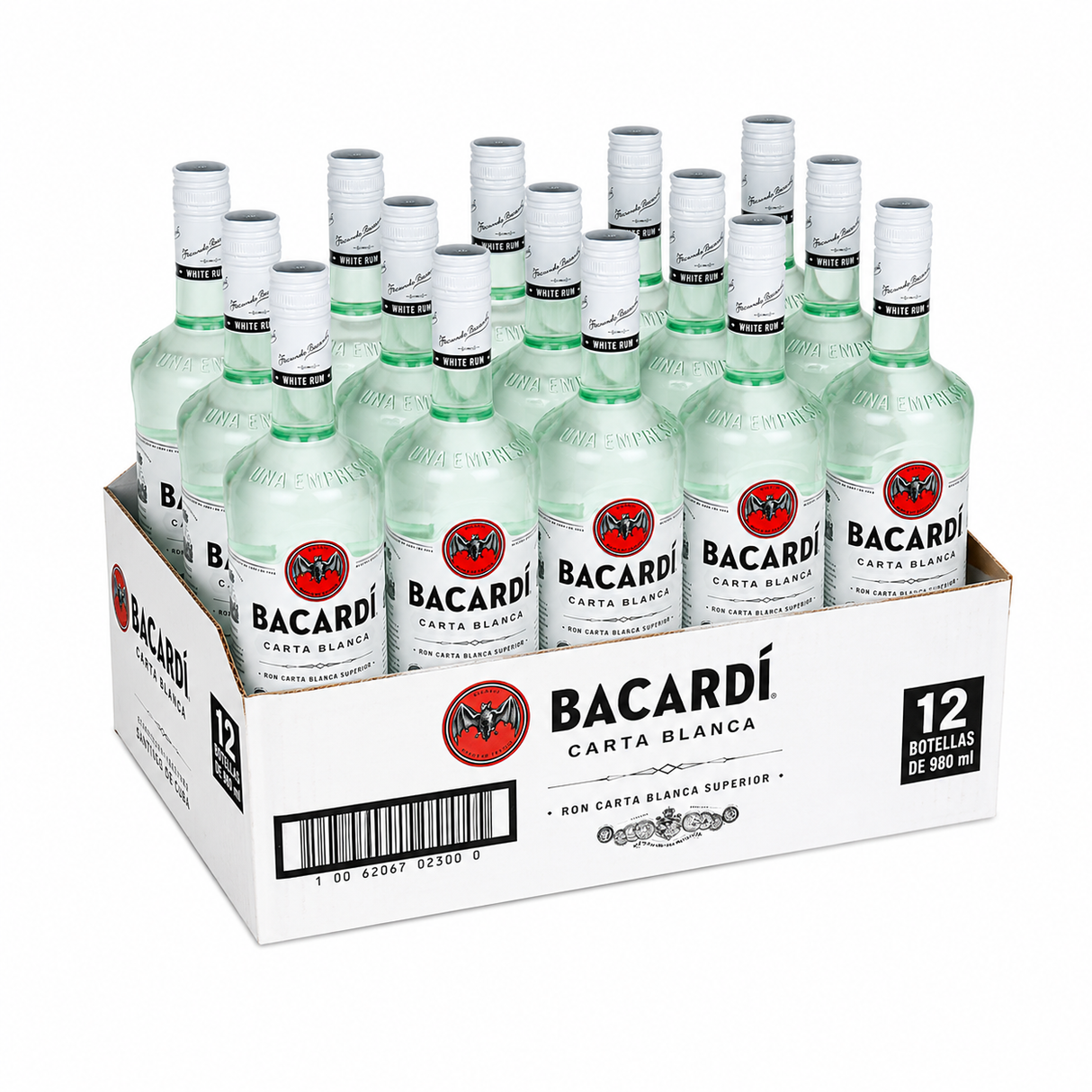 Caja De 12 Ron Bacardi Carta Blanca 980 Ml | Ron Blanco Premium para Coctelería | Trento Cocinas