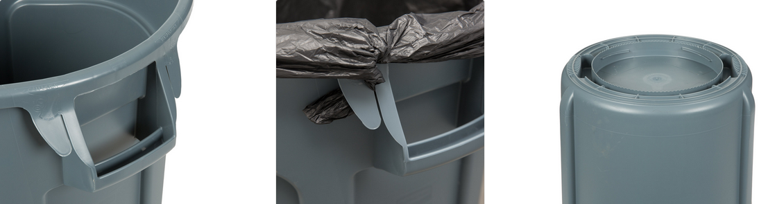 RUBBERMAID FG264360GRAY CONTENEDOR BASURERO REDONDO 44 GALONES POLIETILENO GRIS