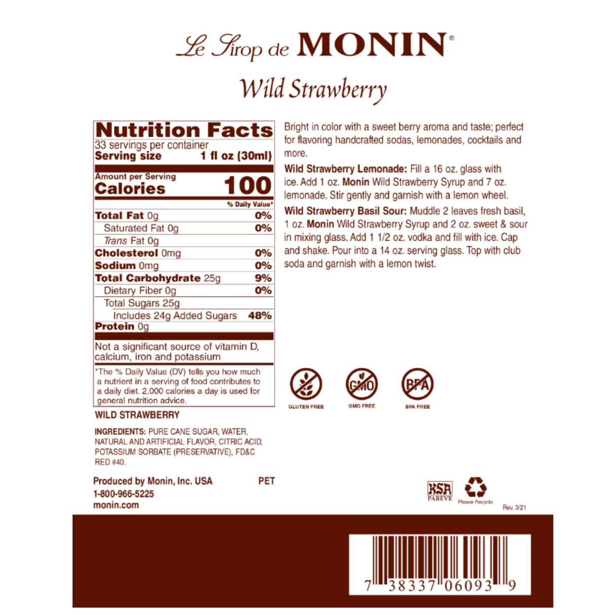 Jarabe Saborizante 1 Litro Monin Varios Sabores