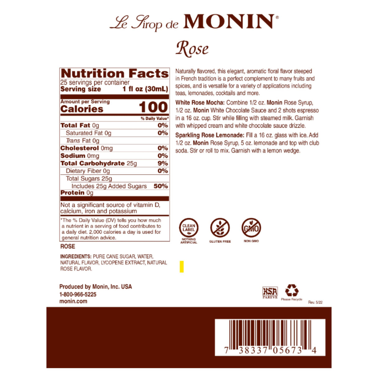 Jarabe Saborizante 750 Ml Monin Varios Sabores