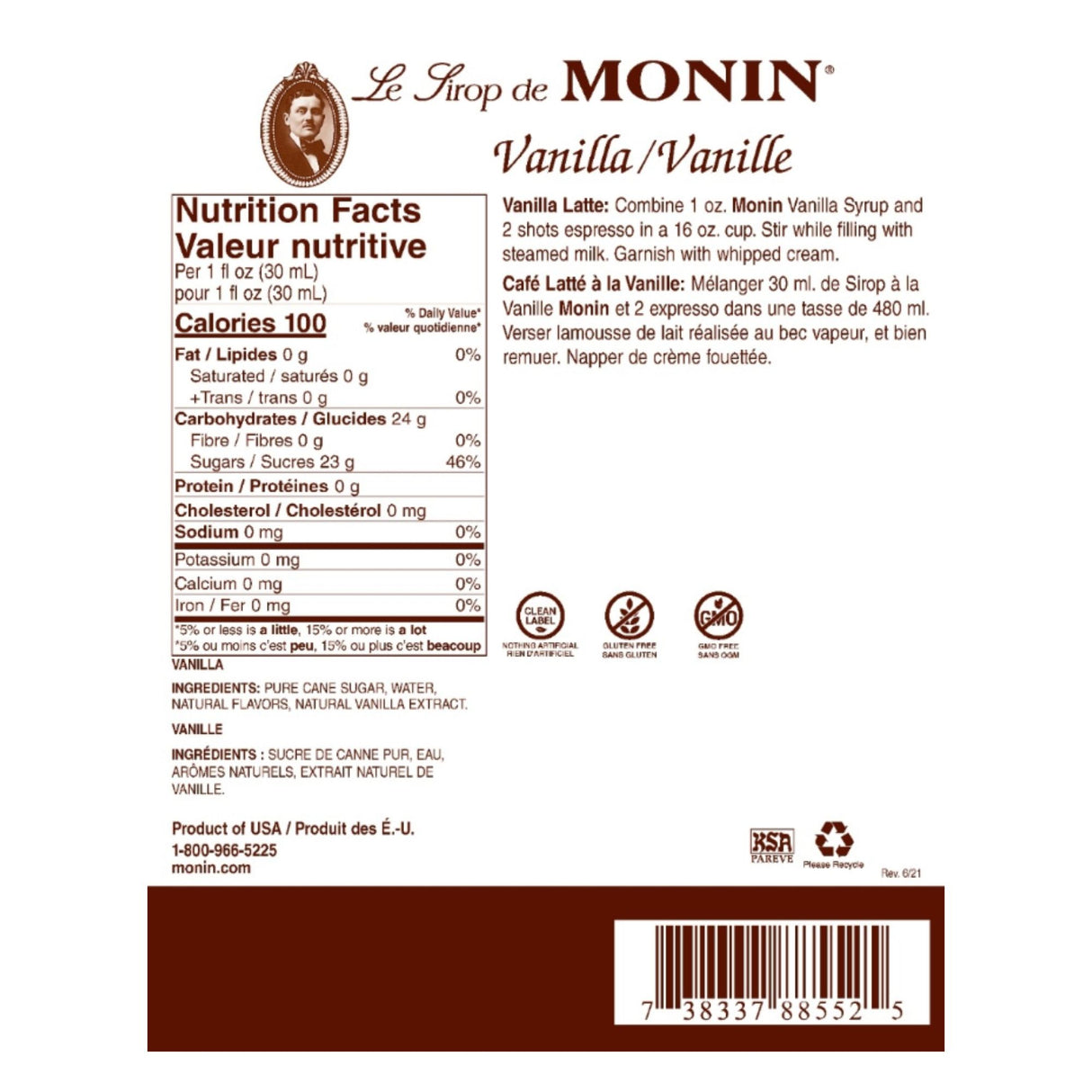 Jarabe Saborizante 750 Ml Monin Varios Sabores