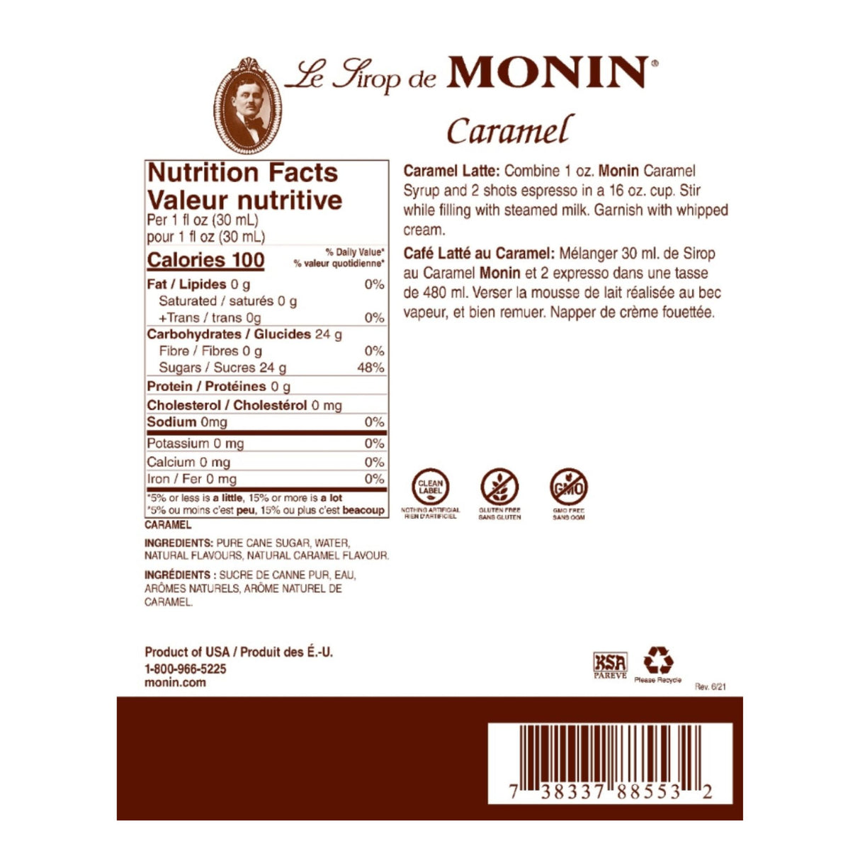 Jarabe Saborizante 750 Ml Monin Varios Sabores