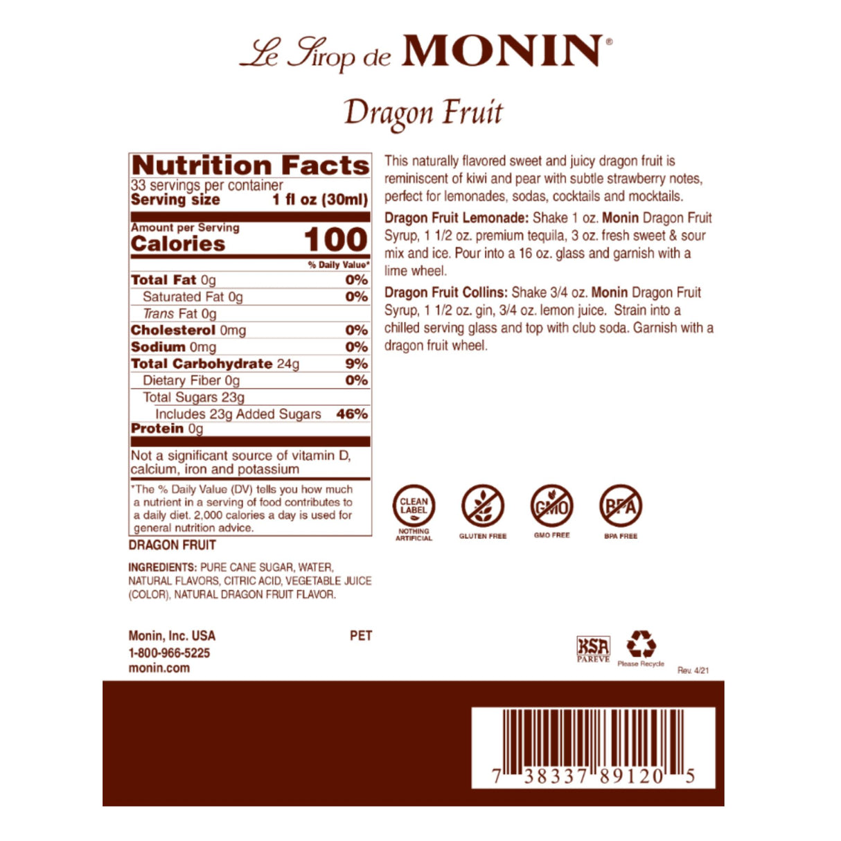 Jarabe Saborizante 1 Litro Monin Varios Sabores