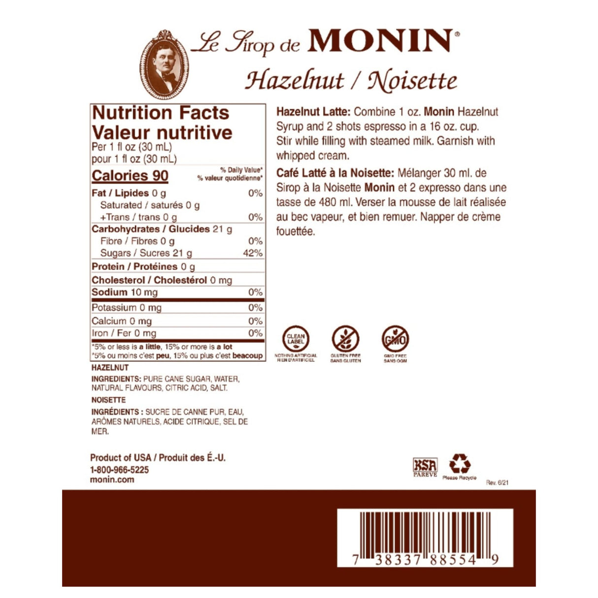 Jarabe Saborizante 750 Ml Monin Varios Sabores