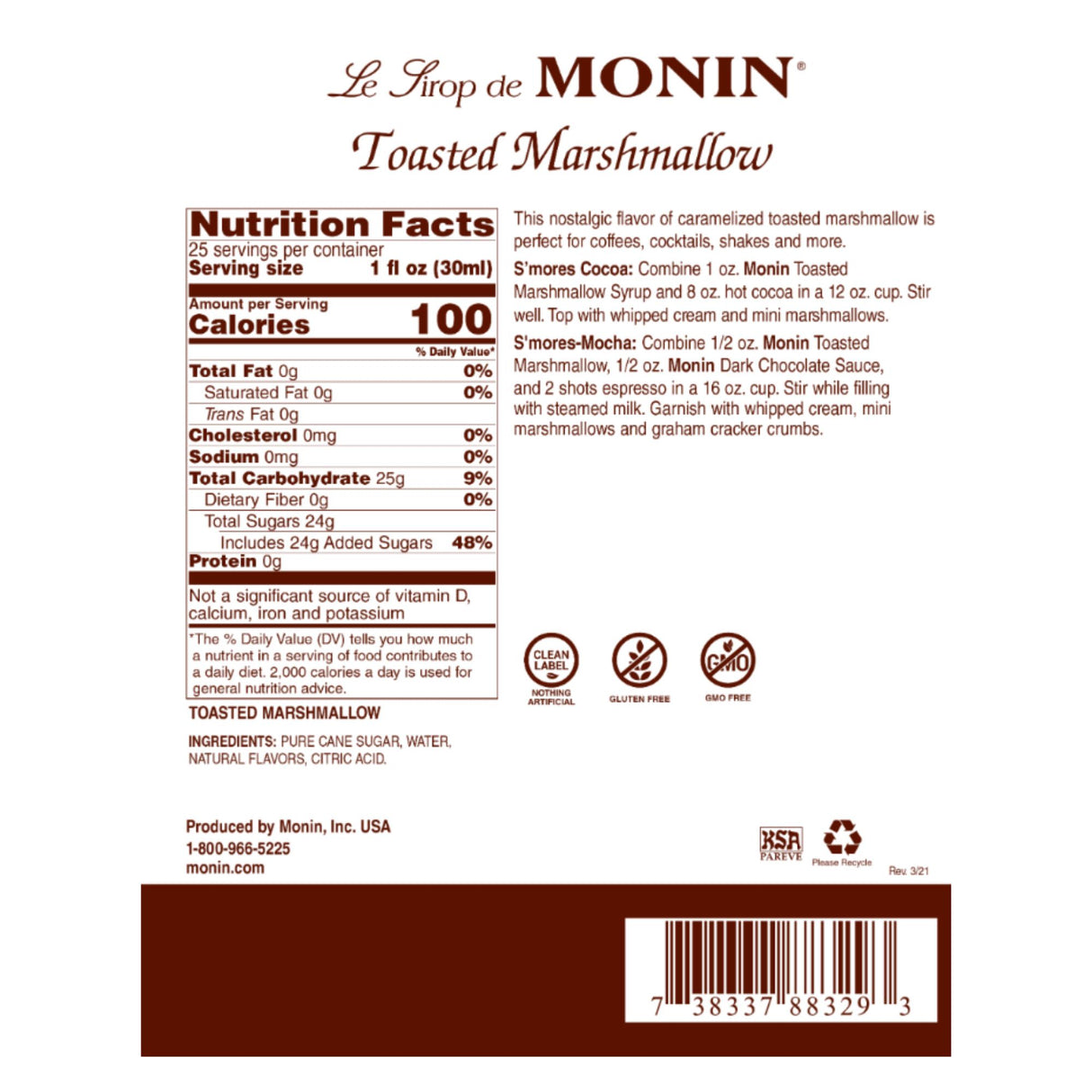 Jarabe Saborizante 750 Ml Monin Varios Sabores