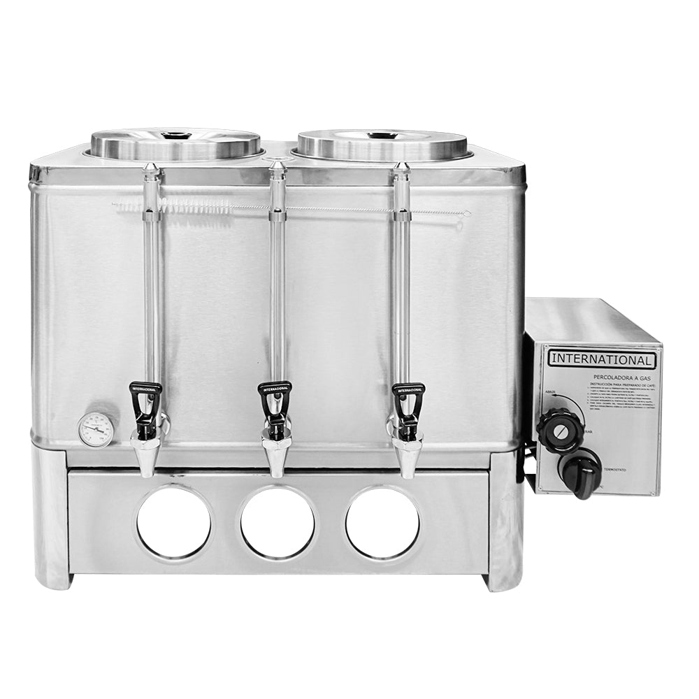INTERNATIONAL 20-20G PERCOLADORA 2 TANQUES 40 L CADA UNO A GAS ACERO INOXIDABLE