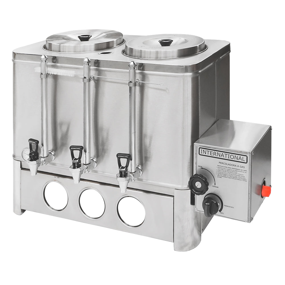 INTERNATIONAL 12-12G PERCOLADORA 2 TANQUES 24 L CADA UNO A GAS ACERO INOXIDABLE