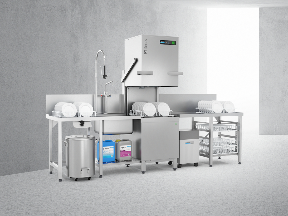 WINTERHALTER PT-L 2021 BASE LAVAVAJILLAS CAPOTA HASTA 49 CANASTILLAS ACERO INOXIDABLE