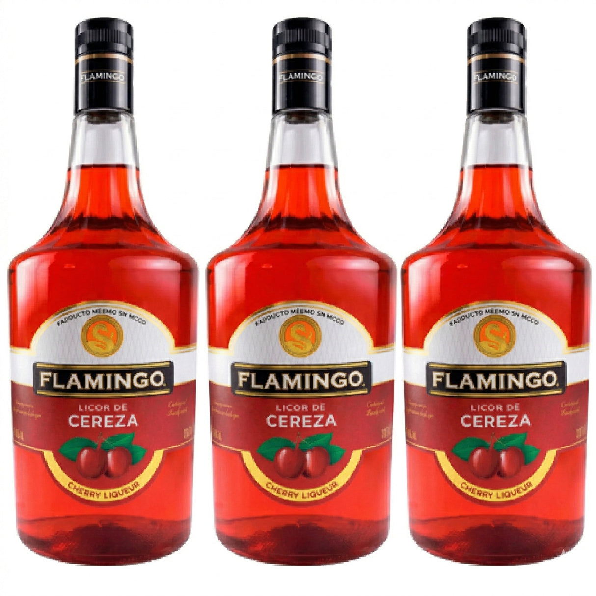 Licor de Cereza FLAMINGO 1000 Ml Pack 3 botellas