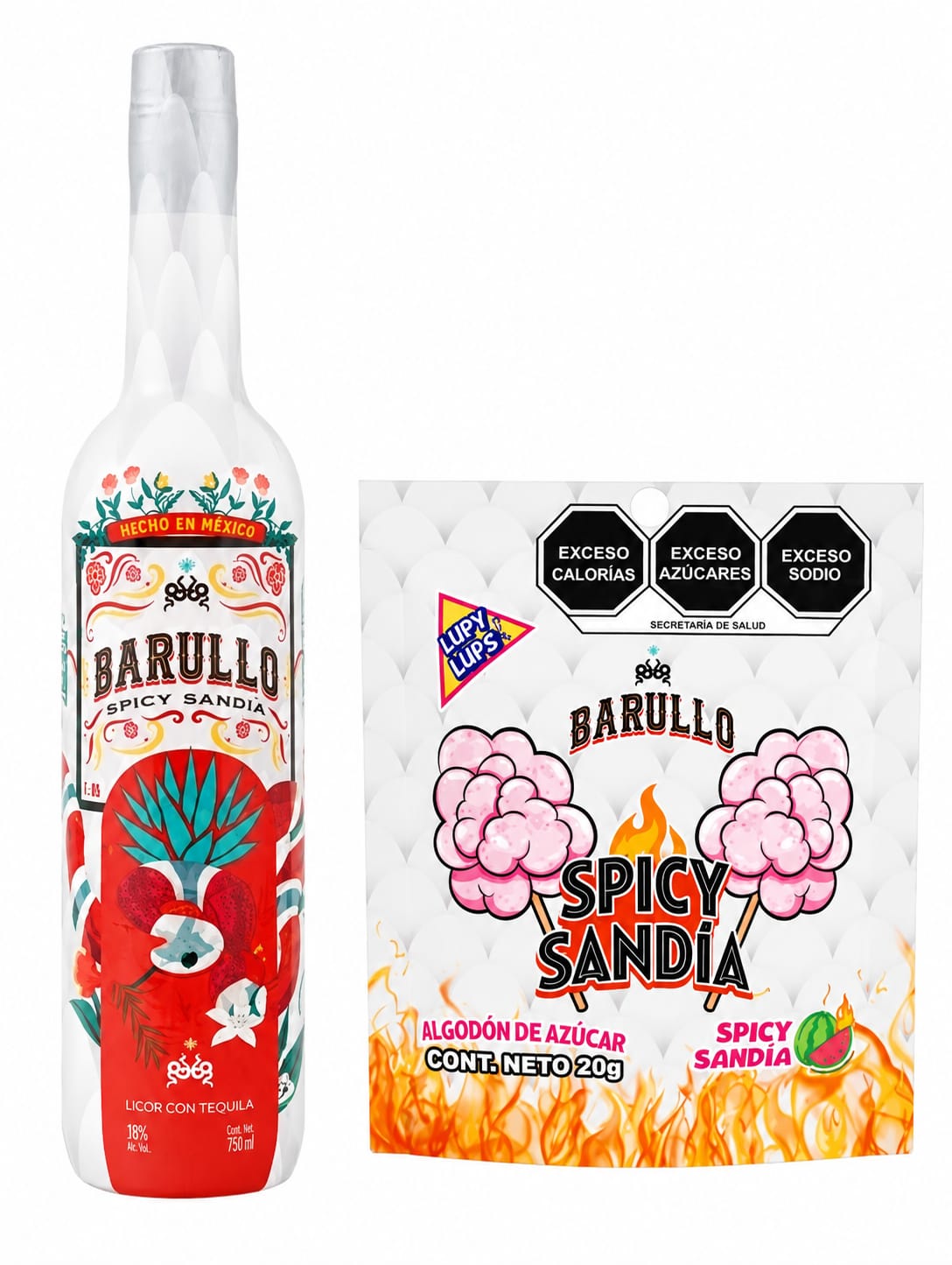 Kit Barullo Spicy Sandía: 1 Botella 750 ml + 1 Algodón de Azúcar Spicy