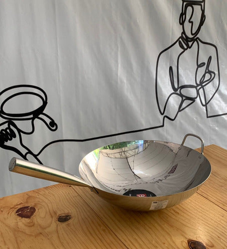 WOK CHINO ACERO AL CARBON, MANGO ACERO 6X10 CM (SARTEN)