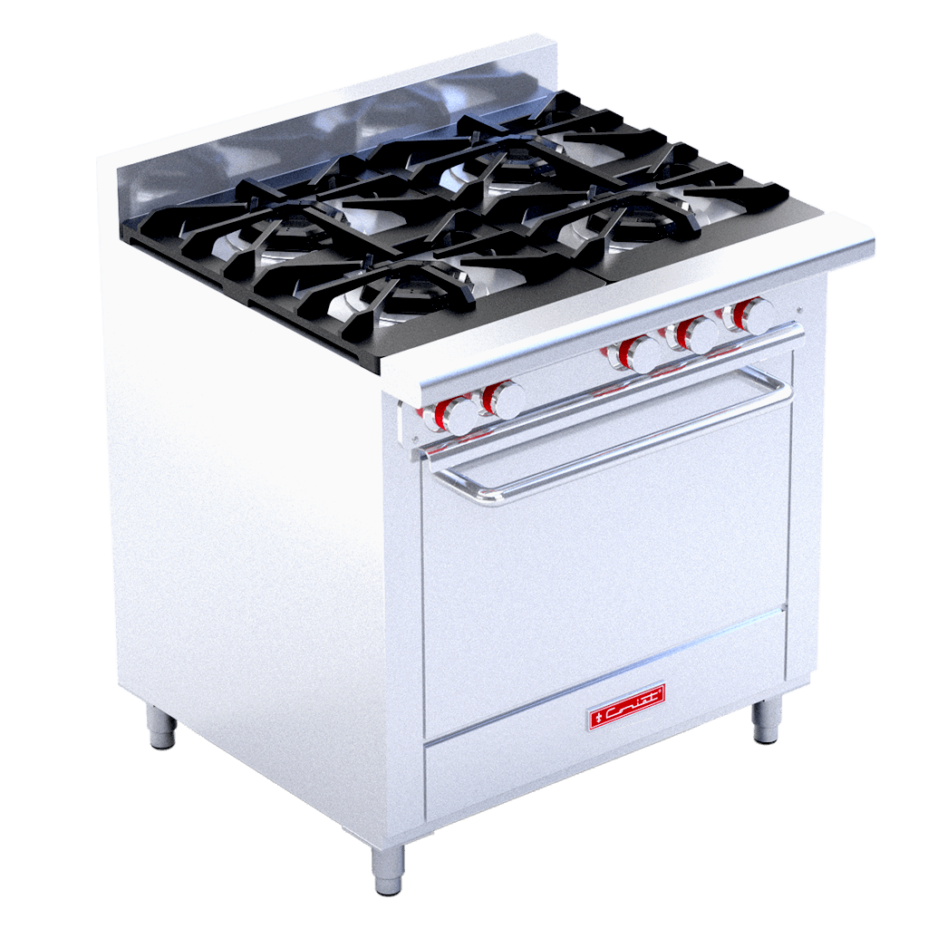 ESTUFA 4 QUEMADORES CON HORNO A GAS ACERO INOXIDABLE PREMIUM CORIAT EC-4-HM MASTER