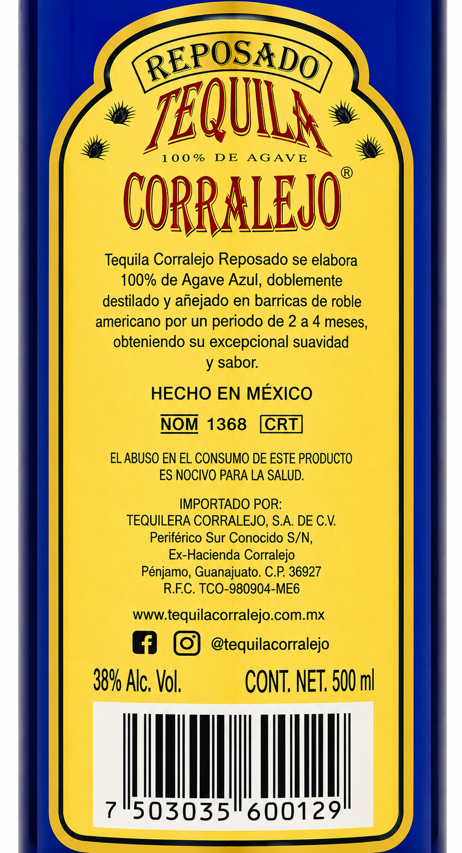 Tequila Corralejo Reposado 500 ml | Trento Cocinas