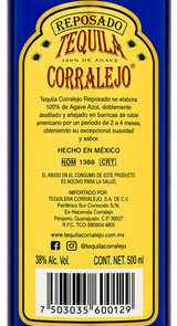 Tequila Corralejo Reposado 500 ml | Trento Cocinas