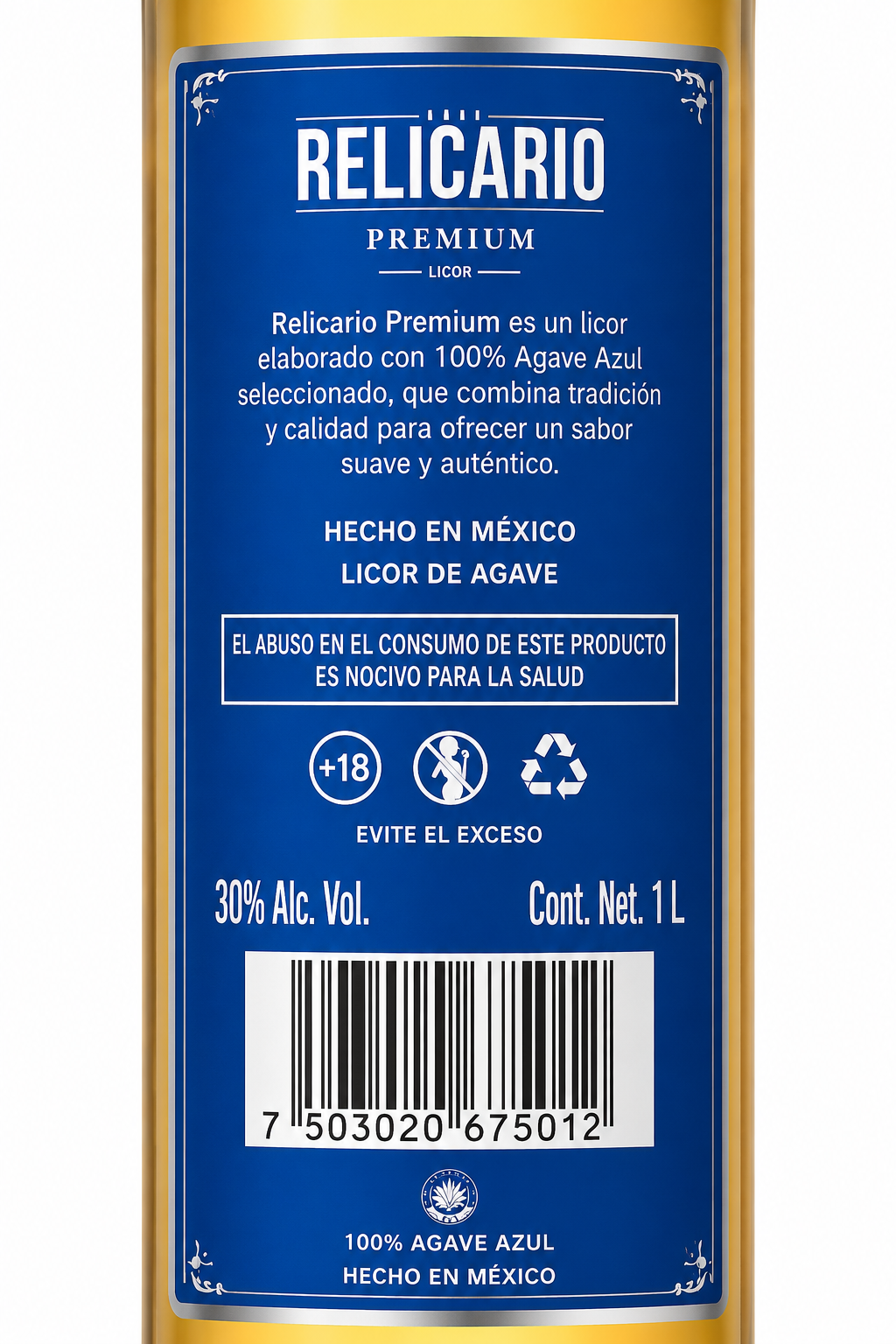 Licor de Agave Gran Relicario Premium 1 L Pack de 12 | Trento Cocinas