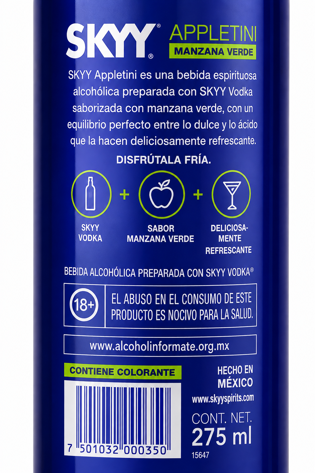 Vodka SKYY Appletini 275 ml – 48 Botellas, 2 Packs de 24 | Trento Cocinas