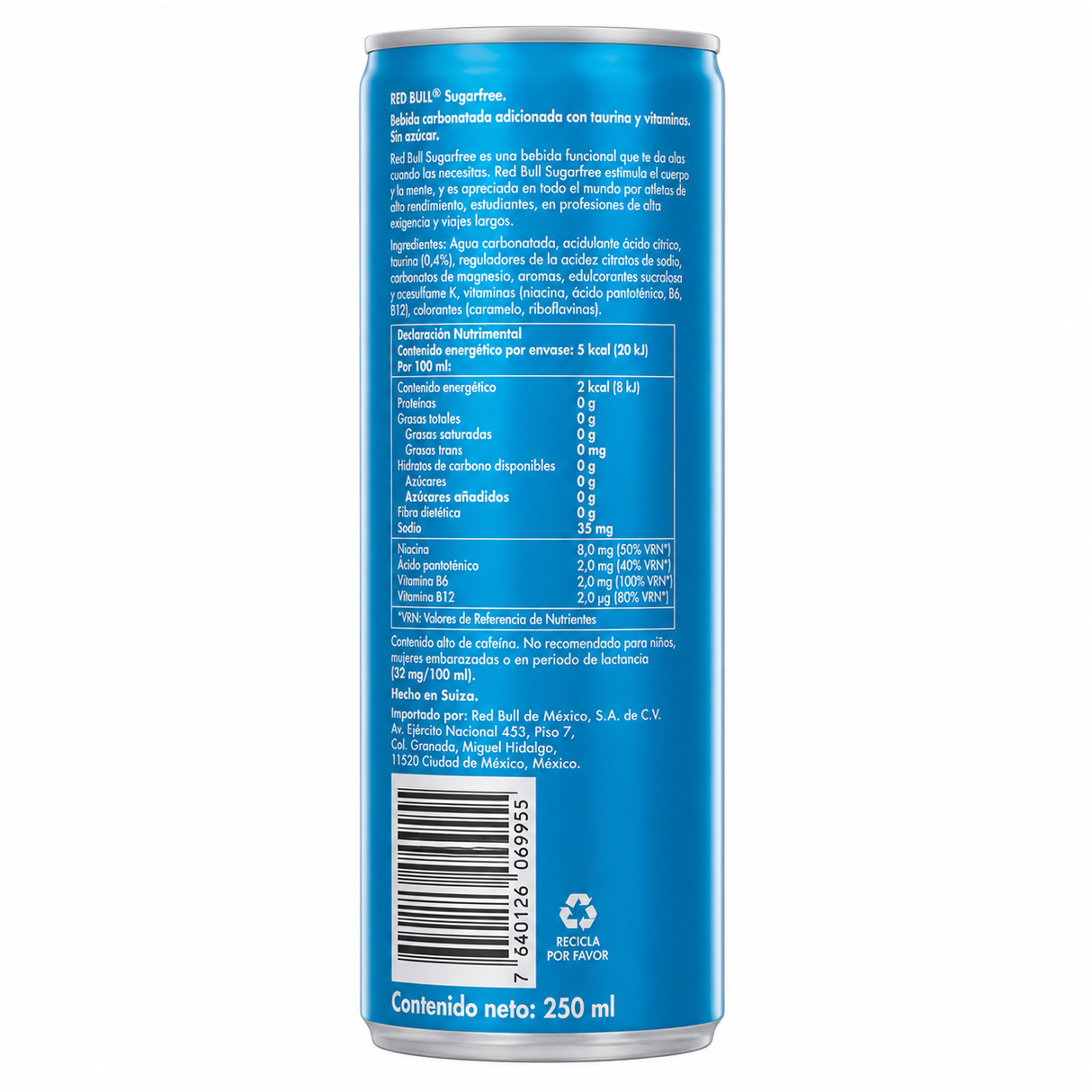 Pack de 24 Energizante Red Bull Sugar Free 250 ml Bebida Energética Sin Azúcar | Trento Cocinas