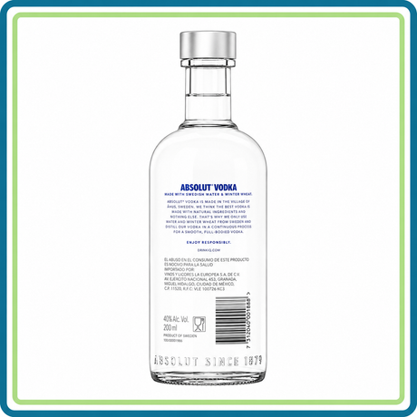 Vodka Absolut 200 ml Original Sueco Premium | Trento Cocinas