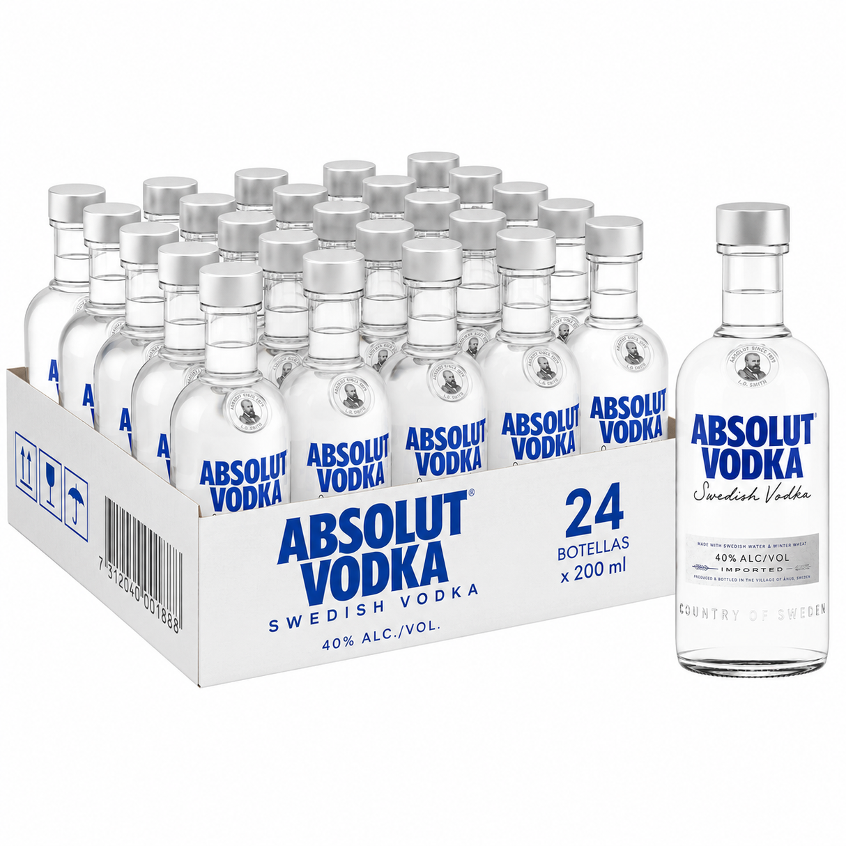 Vodka Absolut 200 ml Pack de 24 Botellas Original Sueco Premium | Trento Cocinas