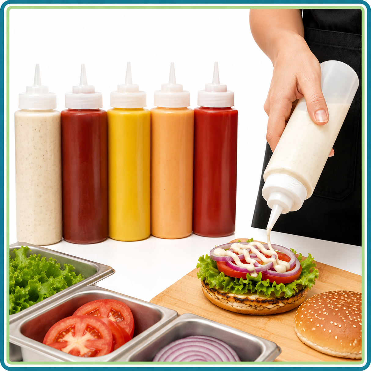 Juego de 6 Despachadores Mamila para Aderezo 16 Oz Traslúcido | Trento Cocinas