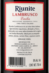 Caja de 12 Vino Tinto Riunite Lambrusco 750 ml Italiano | Trento Cocinas