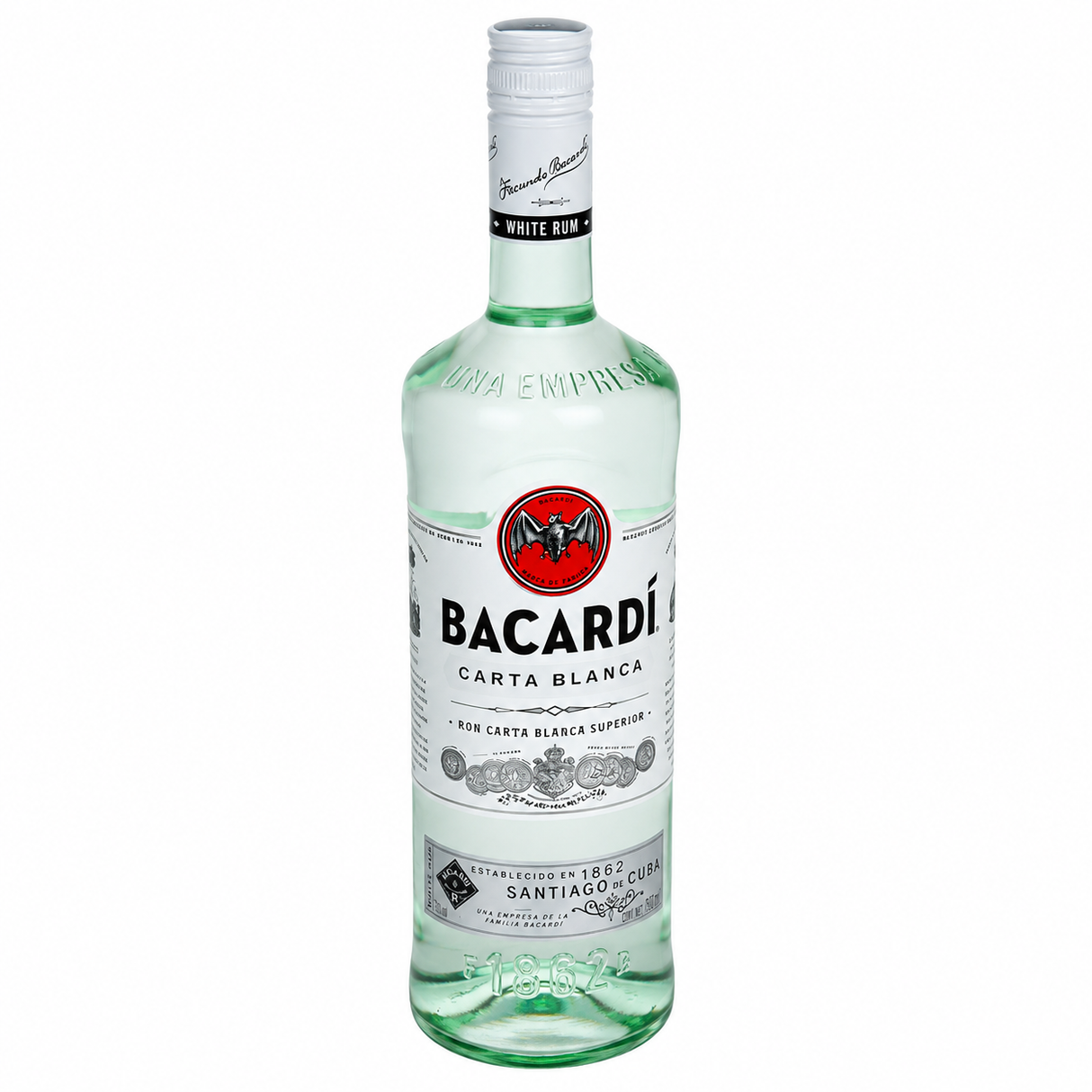 Ron Bacardí Carta Blanca 750 ml | Ron Blanco Premium para Cocteles | Trento Cocinas