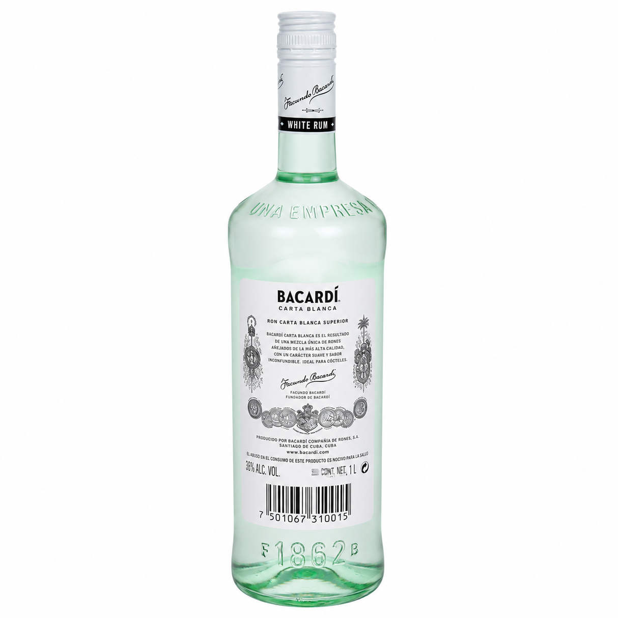 Ron Bacardí Carta Blanca 750 ml | Ron Blanco Premium para Cocteles | Trento Cocinas