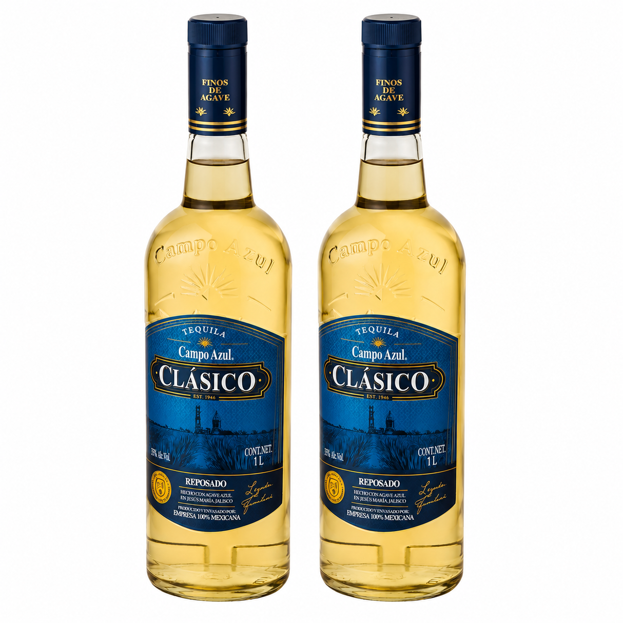 Tequila Campo Azul Dúo Reposado 700 ml Pack de 2 | 100% Agave Azul | Trento Cocinas