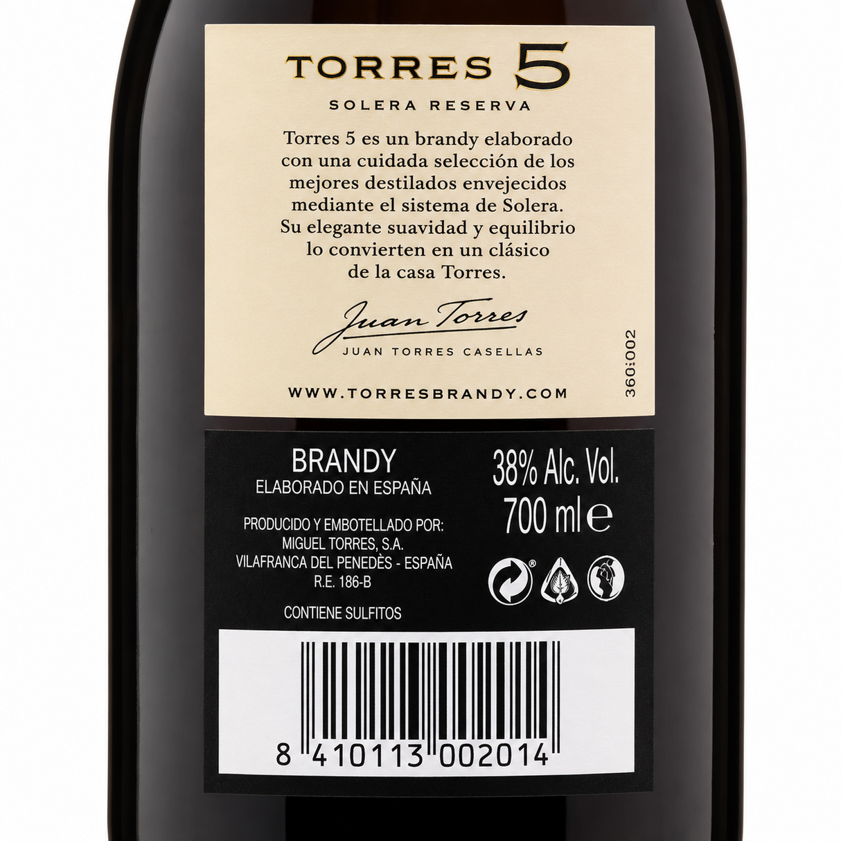 Brandy Torres 5 Solera Reserva 700 ml | Brandy Español Original | Trento Cocinas