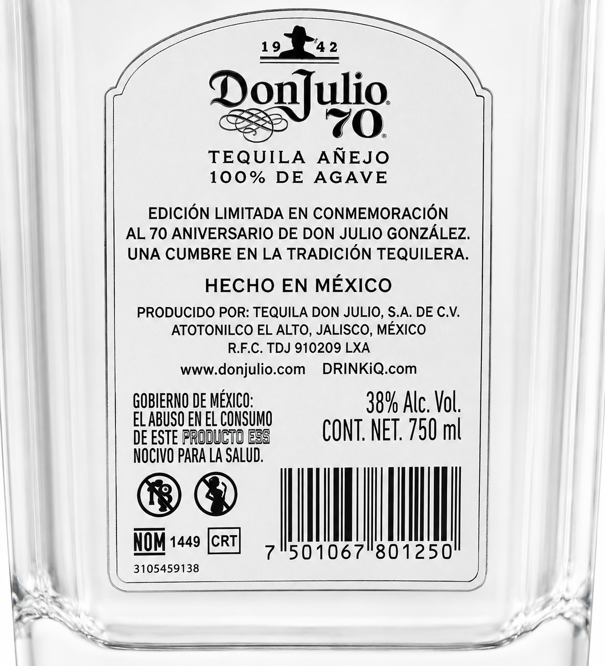 Tequila Don Julio 70 Cristalino 700 ml | Tequila Premium Cristalino | Trento Cocinas