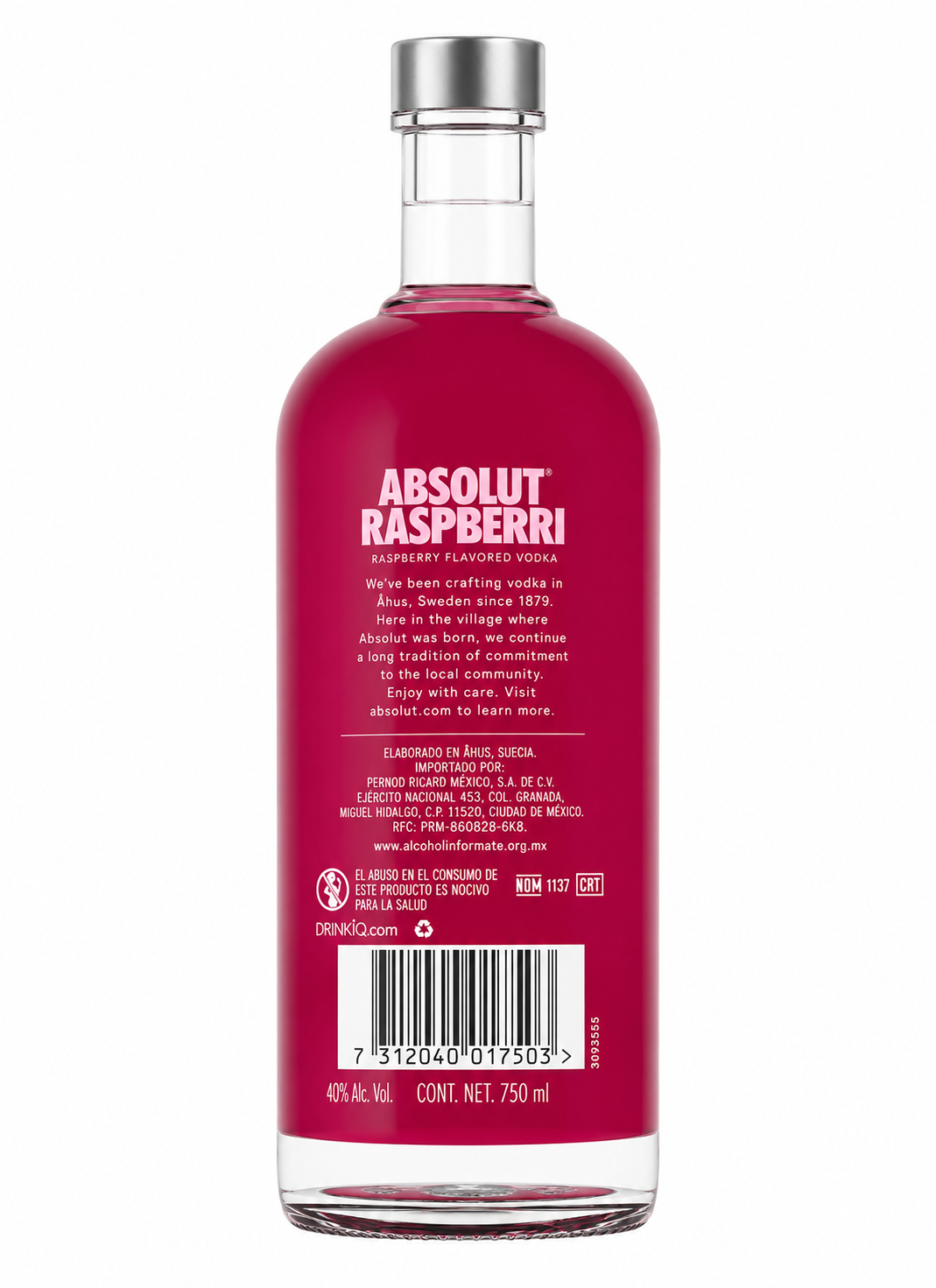 Vodka Absolut Raspberri 750 ml Vodka Destilado Sabor Frambuesa Original | Trento Cocinas
