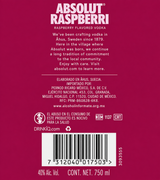 Vodka Absolut Raspberri 750 ml Vodka Destilado Sabor Frambuesa Original | Trento Cocinas