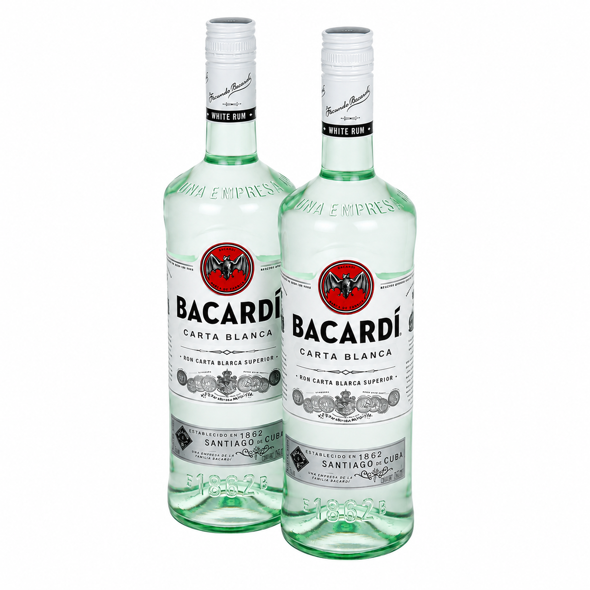 Pack de 2 Ron Bacardí Carta Blanca 980 ml | Ron Blanco Premium para Coctelería