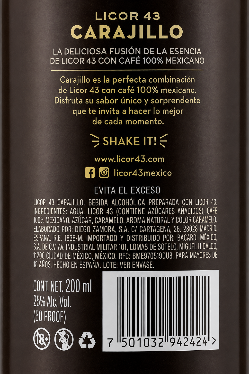 Carajillo Licor 43 285 ml | Coctel Premium Listo para Beber | Trento Cocinas