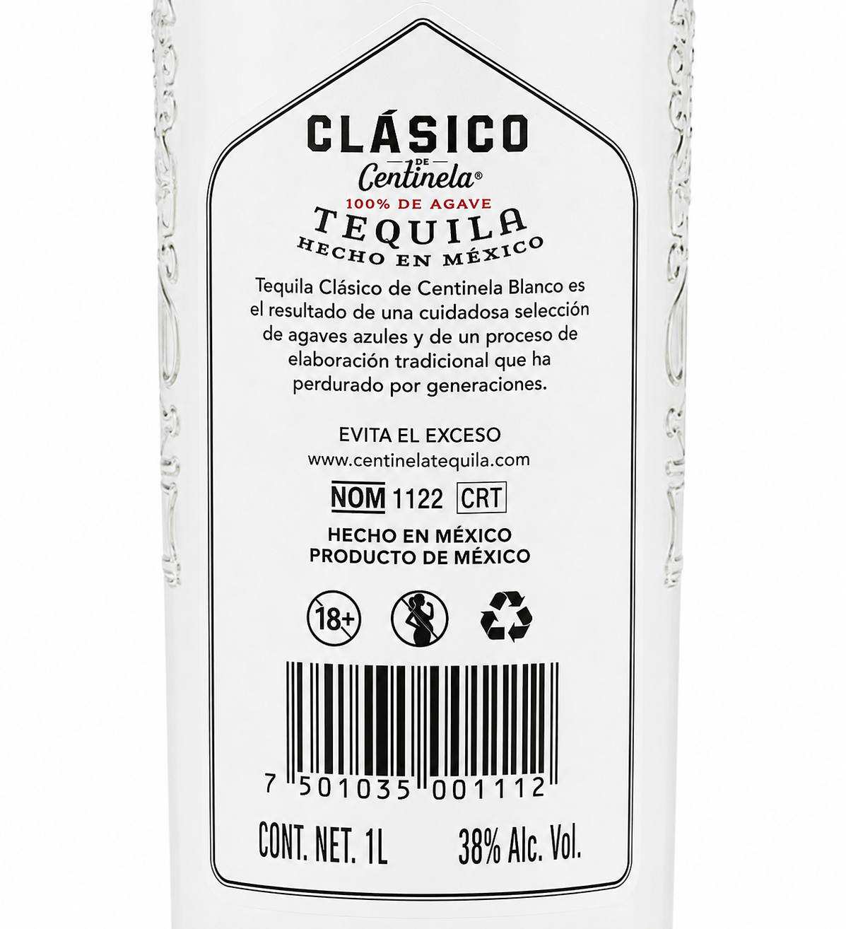 Tequila Centinela Clásico Blanco 1000 ml Original | Trento Cocinas