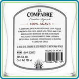 Tequila El Compadre Cristalino 700 ml 100% Agave Premium | Trento Cocinas