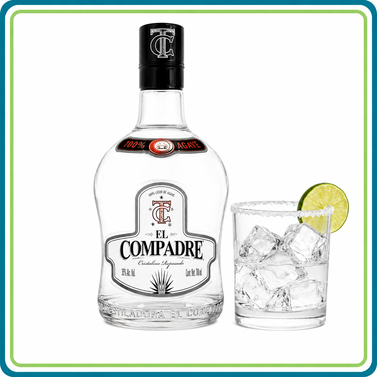 Tequila El Compadre Cristalino 700 ml 100% Agave Premium | Trento Cocinas