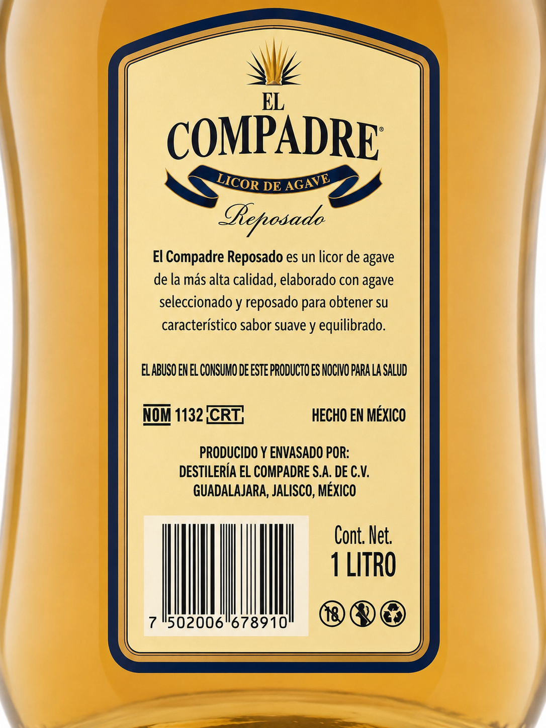 Caja de 12 Destilado de Agave El Compadre 750 ml 100% Agave | Trento Cocinas