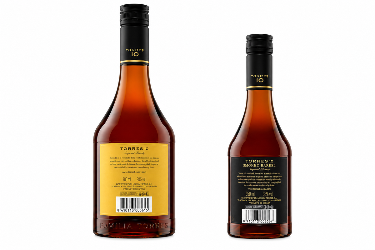 Brandy Torres 10 700 ml + Torres 10 Smoked Barrel 350 ml | Pack Original | Trento Cocinas
